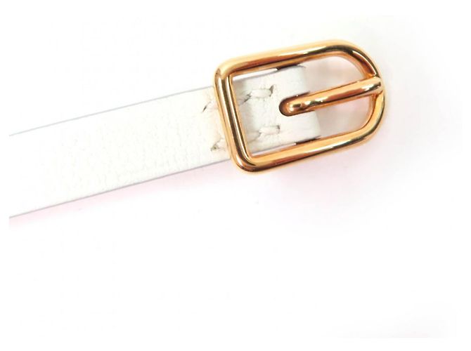 Pulseira Hermès Mall de couro branco e ouro rosa Dourado - vista 5