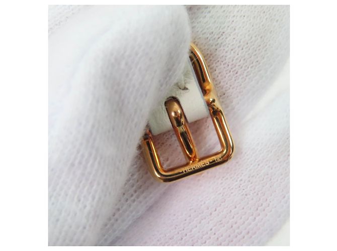 Pulseira Hermès Mall de couro branco e ouro rosa Dourado - vista 6