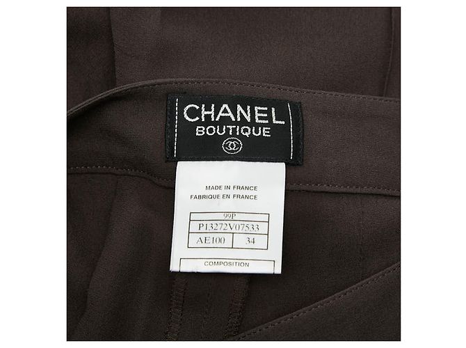 Pantalones de seda Chanel Castaño - vista 3