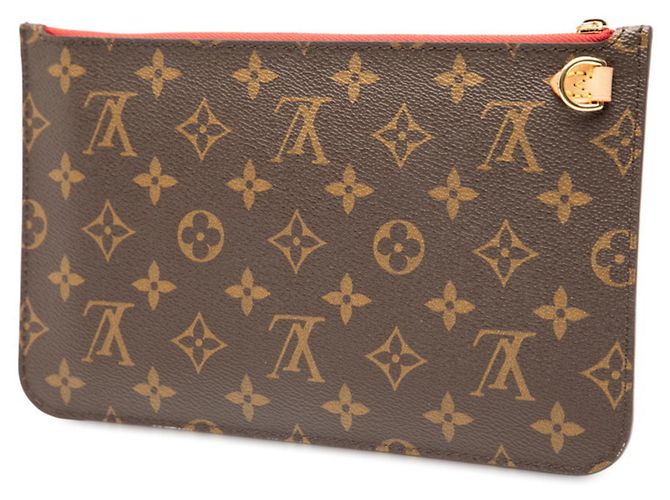 Louis Vuitton Monogram Neverfull MM con Pochette Marrone Rosso - vista 2