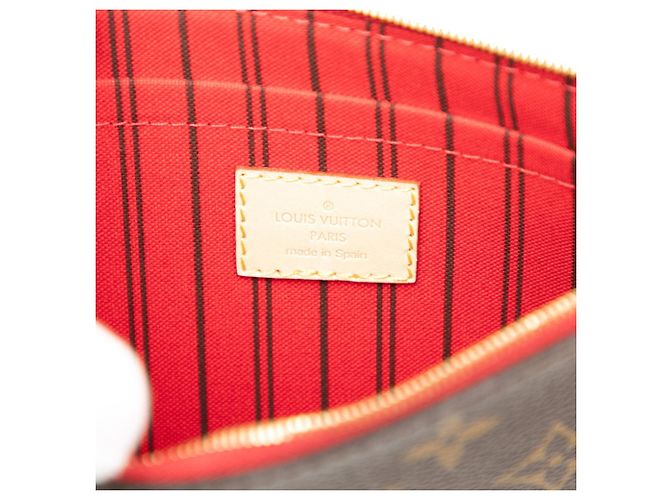 Louis Vuitton Monogram Neverfull MM con Pochette Marrone Rosso - vista 5
