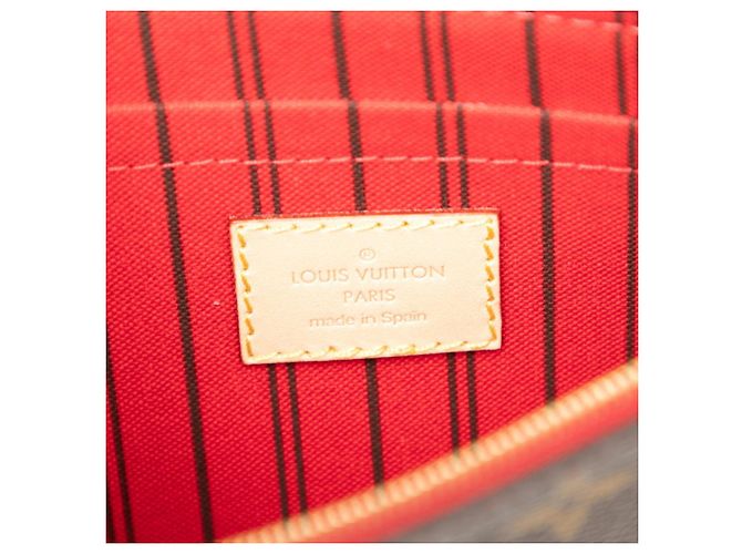 Louis Vuitton Monogram Neverfull MM con Bolsa Castaño Roja - vista 5