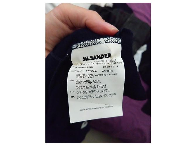 Marinefarbendes Winterstrickkleid Jil Sander 100% Wolle Größe 40 Marineblau - Ansicht 3