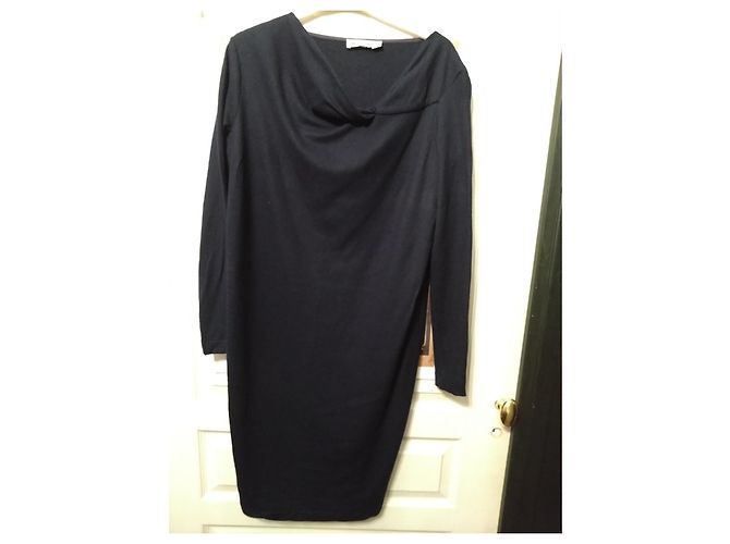Marinefarbendes Winterstrickkleid Jil Sander 100% Wolle Größe 40 Marineblau - Ansicht 5