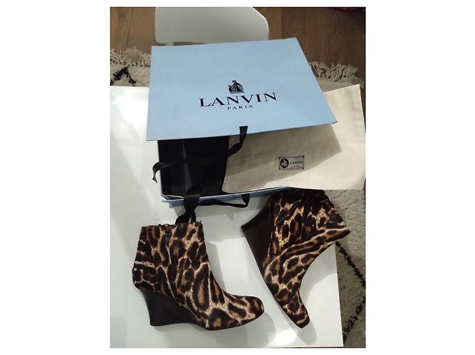 Botines de cuña con estampado de leopardo Lanvin talla 38 Castaño - vista 2
