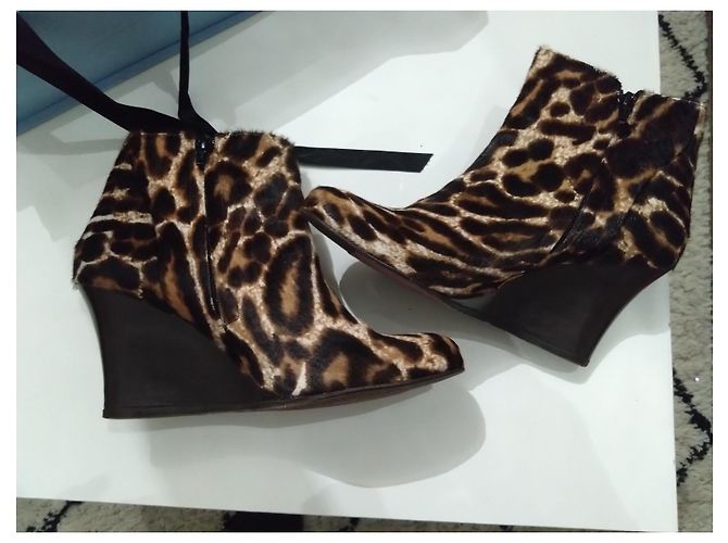 Botines de cuña con estampado de leopardo Lanvin talla 38 Castaño - vista 3