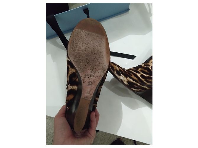 Botines de cuña con estampado de leopardo Lanvin talla 38 Castaño - vista 4
