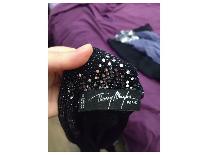 Abrigo Largo Pailletado Negro Thierry Mugler T42 - vista 4
