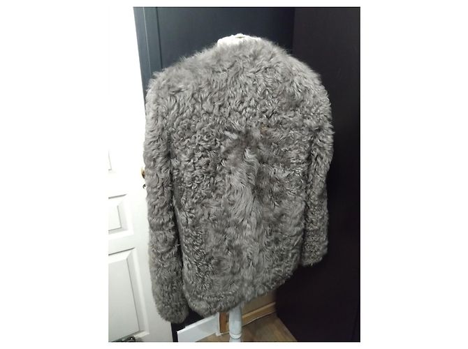 Gerard Darel Chaqueta / Abrigo Gérard Darel de Piel de Borrego Reversible T36/S Gris - vista 6