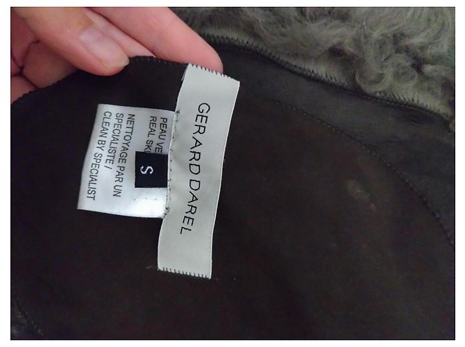 Gerard Darel Chaqueta / Abrigo Gérard Darel de Piel de Borrego Reversible T36/S Gris - vista 7