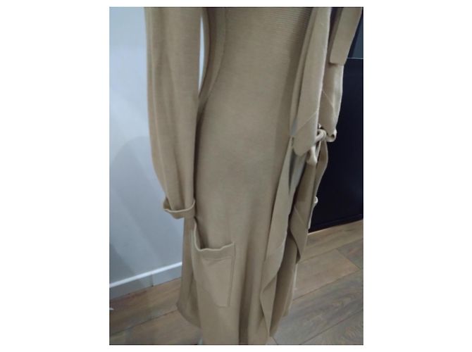 elegante langer Weste sonia rykiel dicke Strickgröße 38 Beige - Ansicht 2