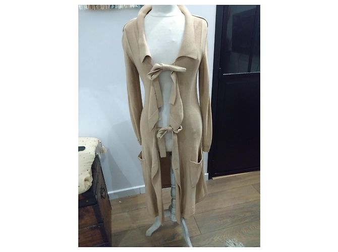 elegante langer Weste sonia rykiel dicke Strickgröße 38 Beige - Ansicht 3