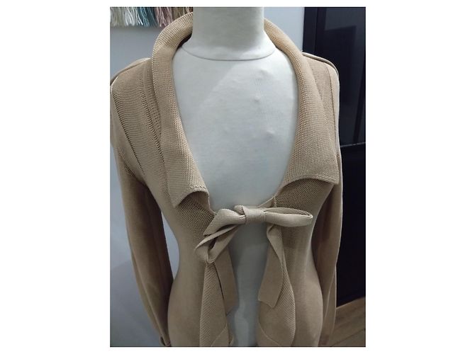 elegante langer Weste sonia rykiel dicke Strickgröße 38 Beige - Ansicht 4