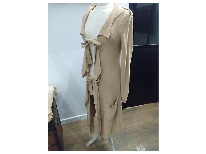 elegante langer Weste sonia rykiel dicke Strickgröße 38 Beige - Ansicht 5