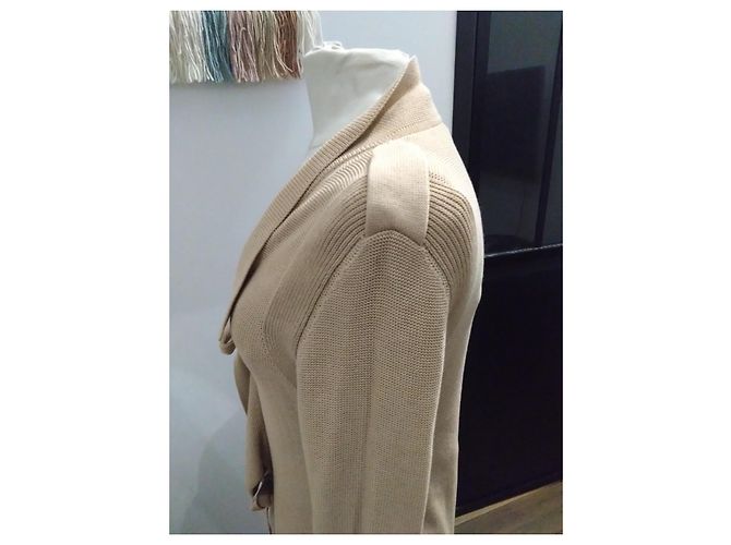 elegante langer Weste sonia rykiel dicke Strickgröße 38 Beige - Ansicht 6