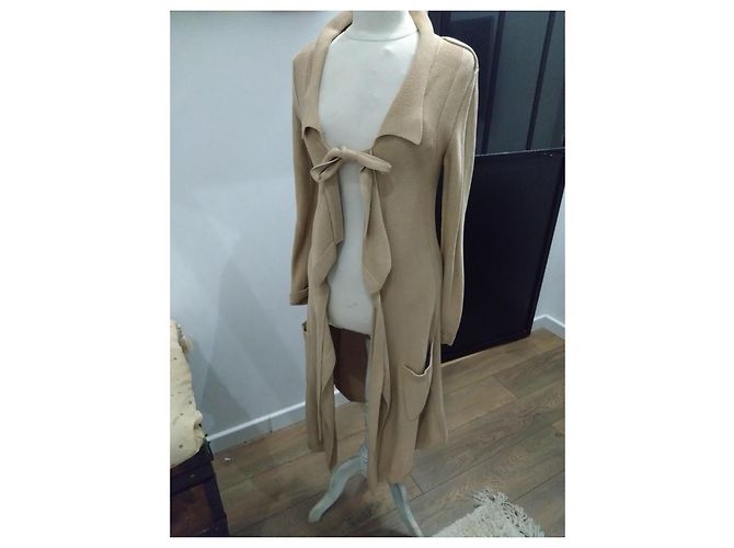 elegante langer Weste sonia rykiel dicke Strickgröße 38 Beige - Ansicht 8