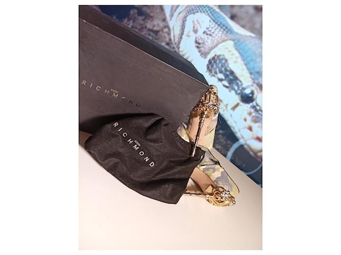 John Richmond Key Heel Pumps Python Blue Green Grey Cream - view 6