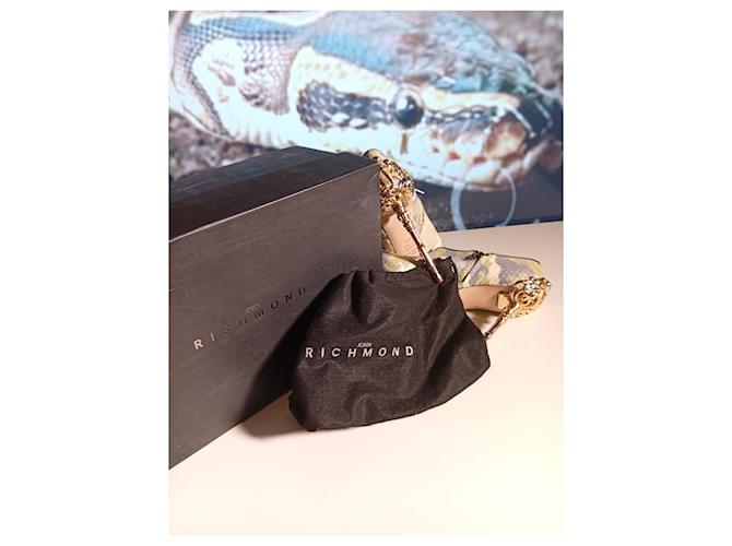 John Richmond Key Heel Pumps Python Blue Green Grey Cream - view 7