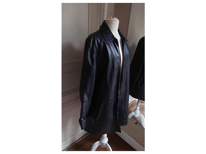 Abrigo de Cuero Midi DKNY – Talla 38 Negro - vista 2