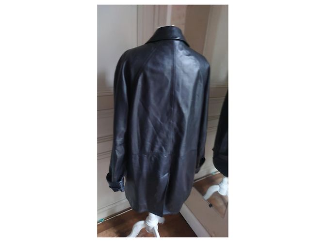 Abrigo de Cuero Midi DKNY – Talla 38 Negro - vista 3