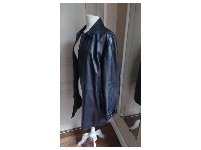 Abrigo de Cuero Midi DKNY – Talla 38 Negro - vista 5
