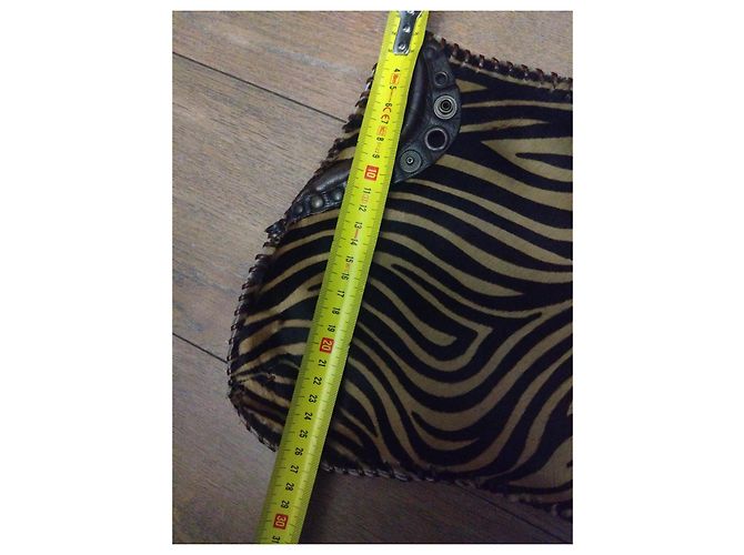 Borsa a Mano Maliparmi Zebra e Pelle Marrone - vista 2