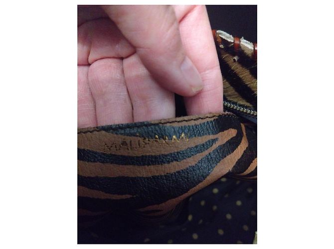 Borsa a Mano Maliparmi Zebra e Pelle Marrone - vista 3