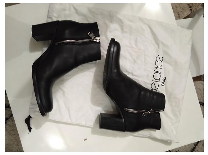 Free Lance schwarze Leder-Freelance-Stiefeletten mit Absatz Größe 37.5 - Ansicht 4