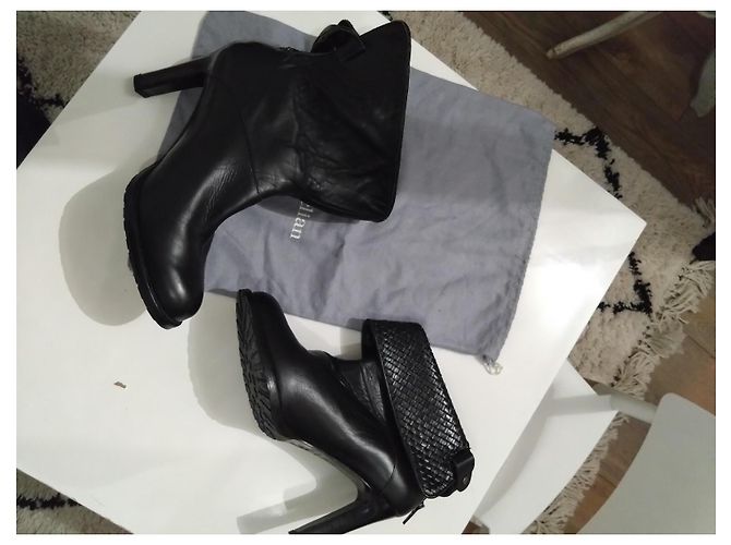schwarze Lederstiefeletten Stéphane Kelian mit Absatz Größe 39 - Ansicht 2