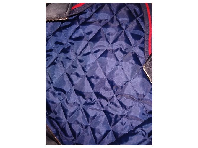 Les Petites Bomberjacke Größe 38 Satin Gelb Senf & Blau Retro-Stil Marineblau - Ansicht 6