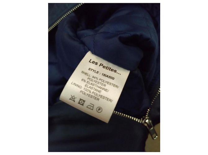 Les Petites Bomberjacke Größe 38 Satin Gelb Senf & Blau Retro-Stil Marineblau - Ansicht 7