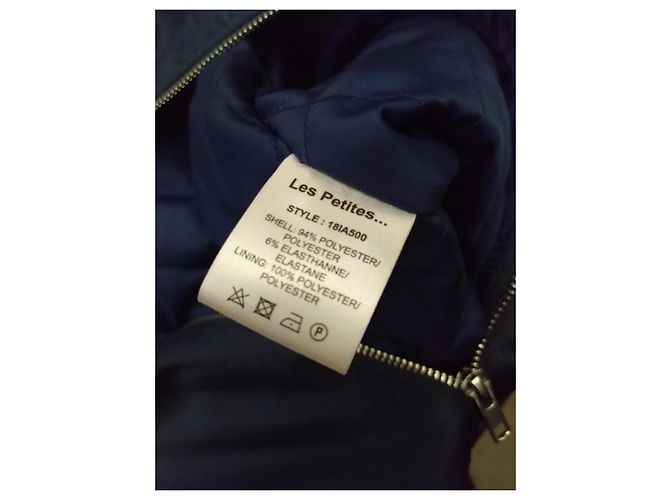 Les Petites Bomberjacke Größe 38 Satin Gelb Senf & Blau Retro-Stil Marineblau - Ansicht 8