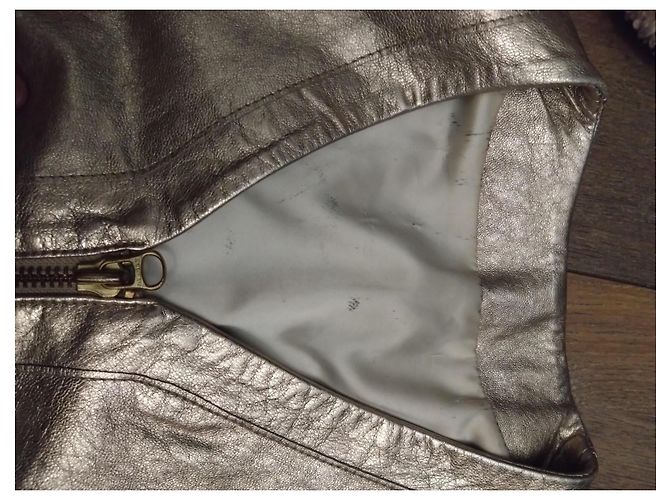Zadig & Voltaire Perfecto Jacke Größe M / 38 Goldenes Lammleder - Ansicht 3
