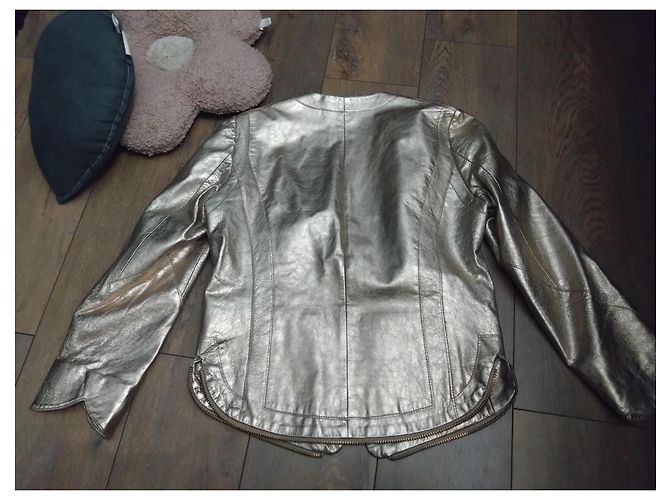 Zadig & Voltaire Perfecto Jacke Größe M / 38 Goldenes Lammleder - Ansicht 4