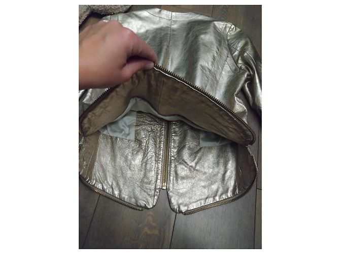 Zadig & Voltaire Perfecto Jacke Größe M / 38 Goldenes Lammleder - Ansicht 5