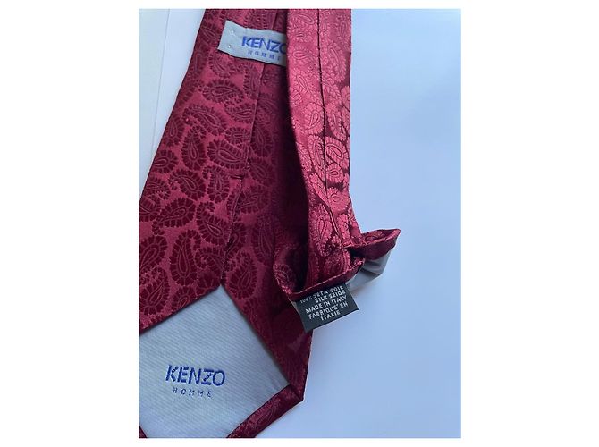 Cravatta Kenzo Uomo Bordeaux con Motivo Cachemire – 100% Seta Bordò - vista 5