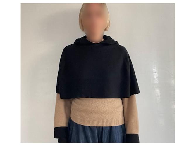 Schwarzer Kapuzenponcho oder Schulterwärmer John Smedley Einheitsgröße - Ansicht 14