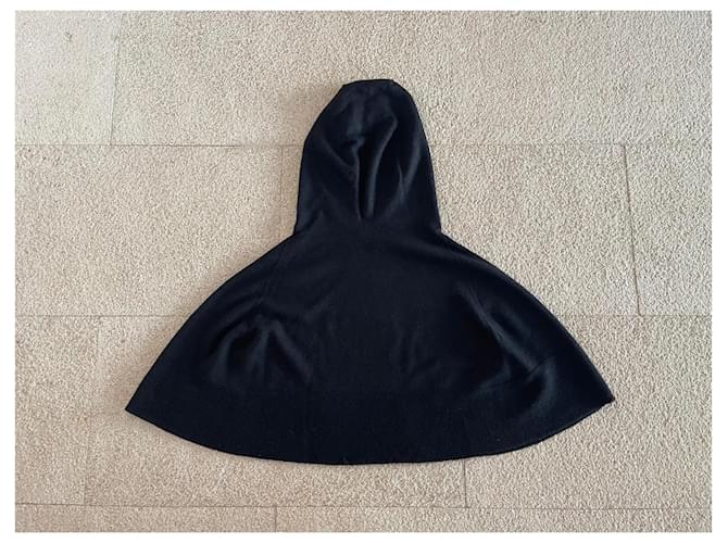 Schwarzer Kapuzenponcho oder Schulterwärmer John Smedley Einheitsgröße - Ansicht 3