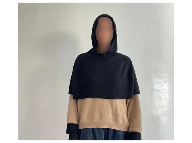 Schwarzer Kapuzenponcho oder Schulterwärmer John Smedley Einheitsgröße - Ansicht 8