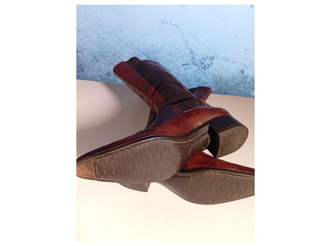 Botas altas Santoni de cuero marrón brogue Castaño - vista 6