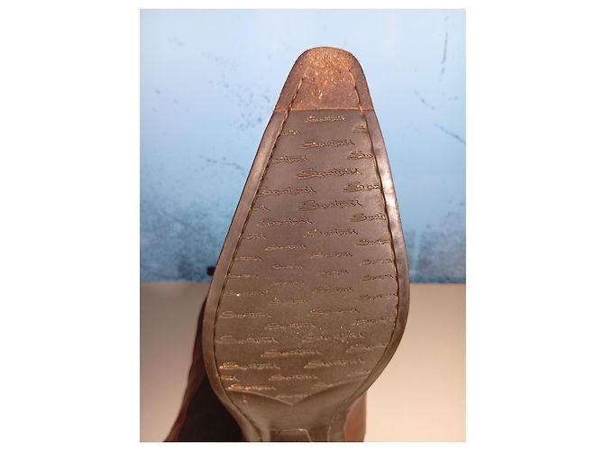 Botas altas Santoni de cuero marrón brogue Castaño - vista 8