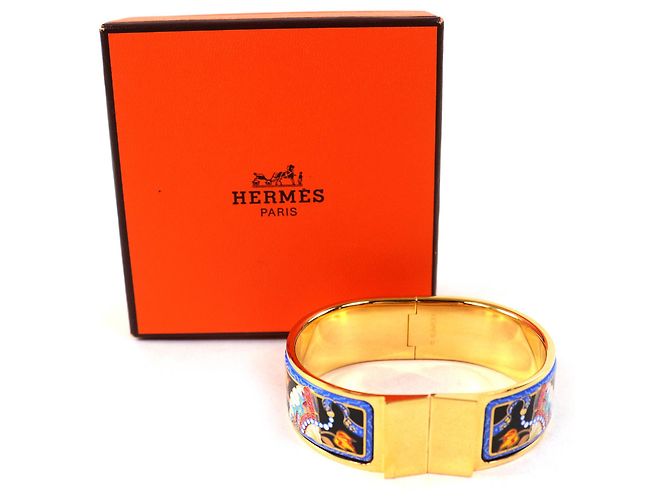 Hermès Bracciale Bangle Cloisonné con Motivo Ventaglio GM Emaillato HERMES Roque Multicolore D'oro - vista 2