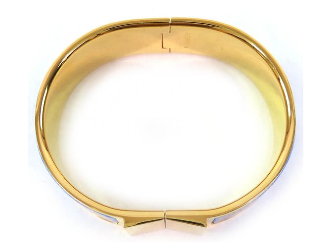 Hermès Bracciale Bangle Cloisonné con Motivo Ventaglio GM Emaillato HERMES Roque Multicolore D'oro - vista 6