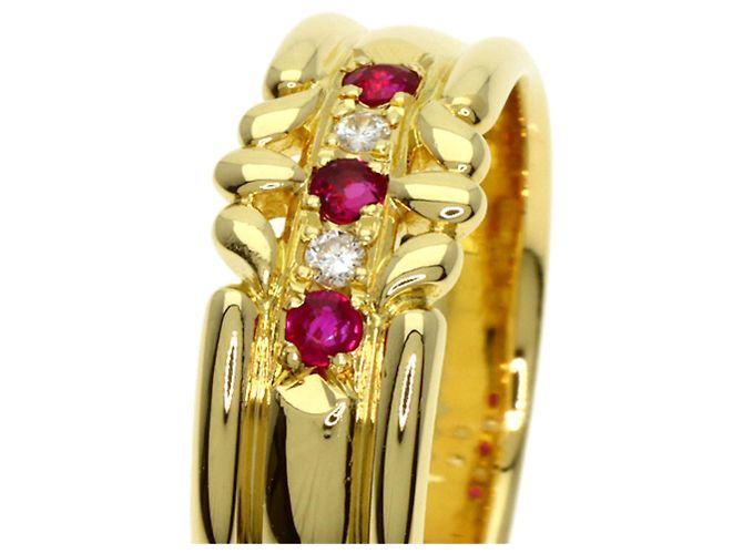 Anello Burberry in rubini e diamanti in oro giallo 18K - vista 10