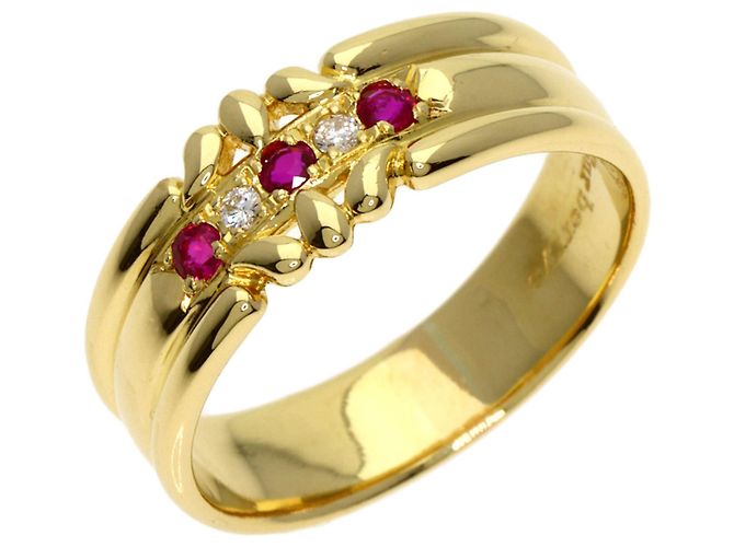 Anello Burberry in rubini e diamanti in oro giallo 18K - vista 2