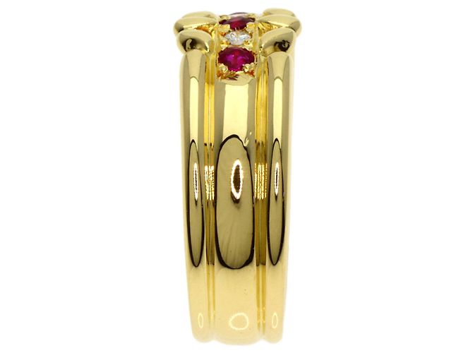 Anello Burberry in rubini e diamanti in oro giallo 18K - vista 3
