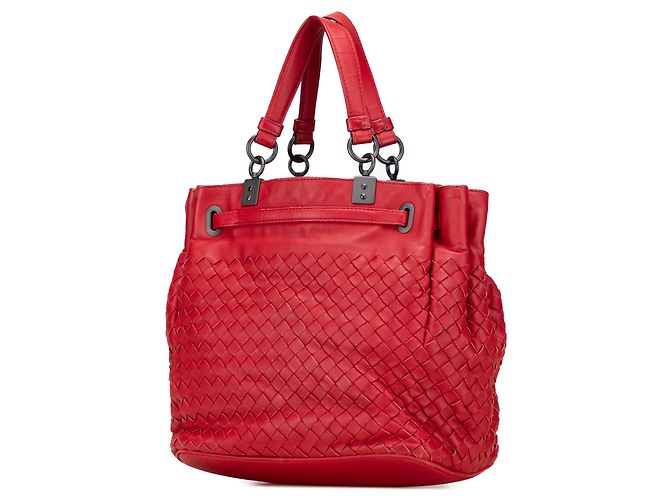 Borsa a secchiello in nappa rossa Intrecciato di Bottega Veneta Rosso - vista 2