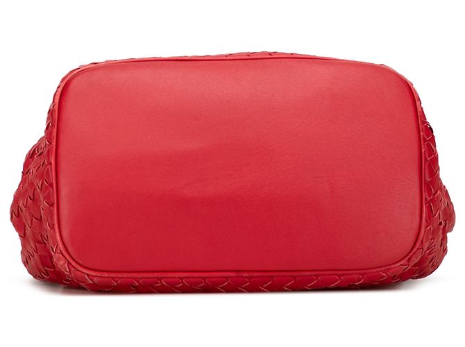 Borsa a secchiello in nappa rossa Intrecciato di Bottega Veneta Rosso - vista 3