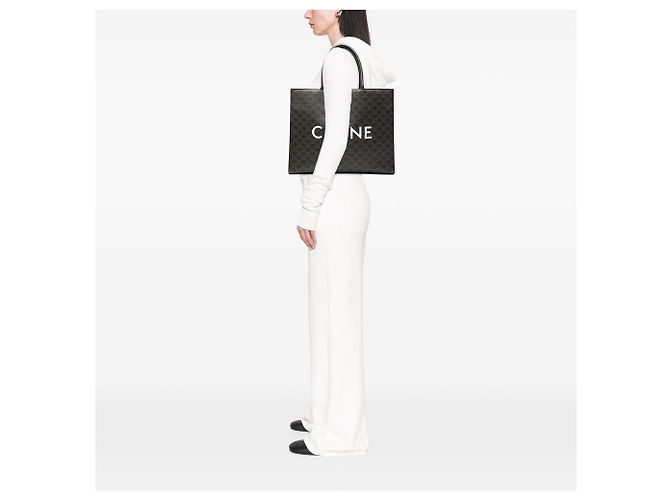 Céline Celine Braune Medium Triomphe beschichtete Canvas Horizontal Tote Dunkelbraun - Ansicht 7