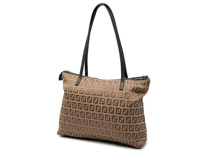 Fendi Braune Zucchino Canvas Tote Hellbraun - Ansicht 2